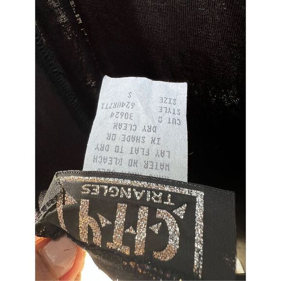 Slinky 90s Black Midi Dress Glitter Open Back Spaghetti Straps Diamond Cut S - Picture 6 of 14